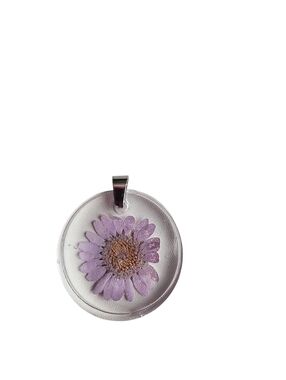 (2)Purple Pressed Flower Resin Pendant